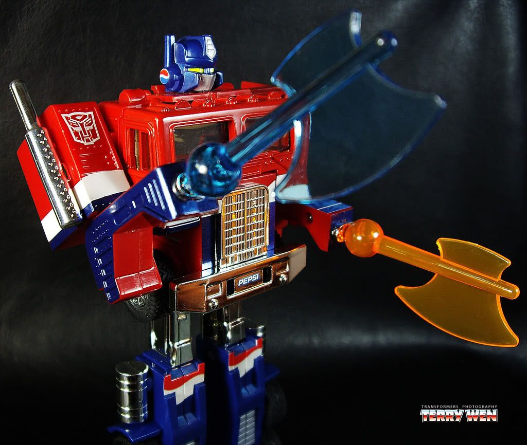 optimus prime toy with axe