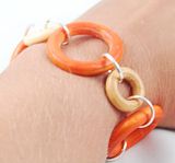 Orange Wood<BR>Bracelet and Earrings Set