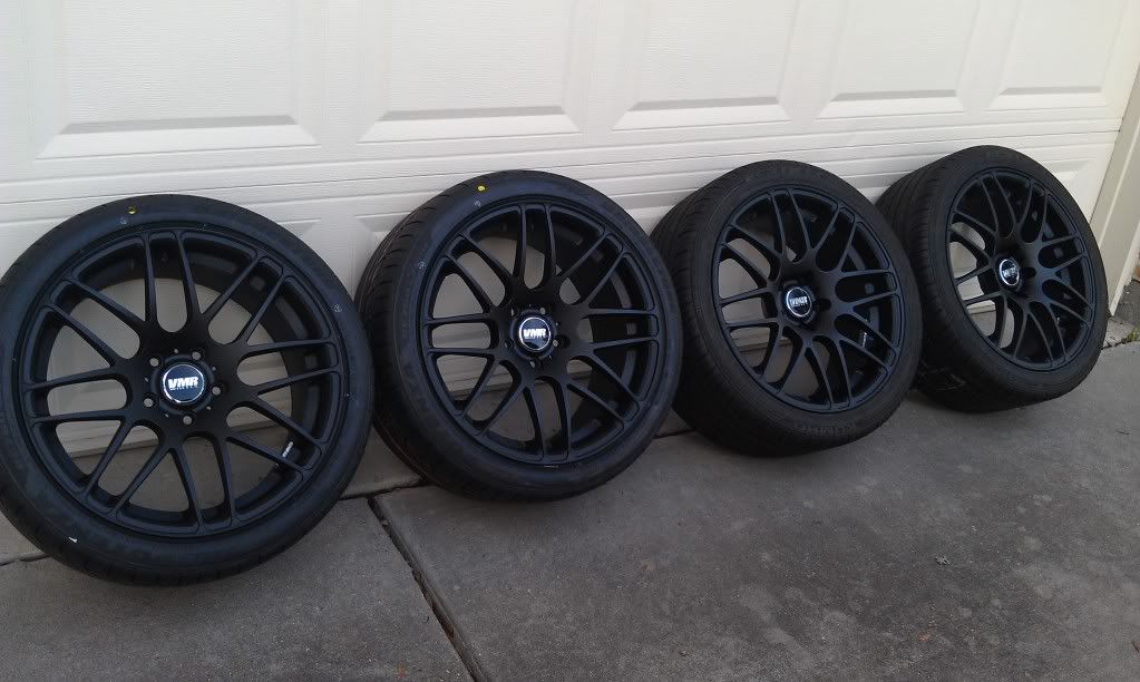 I went with Matte black VMR 718s in 19s with 85 with 35 offset and 95 with