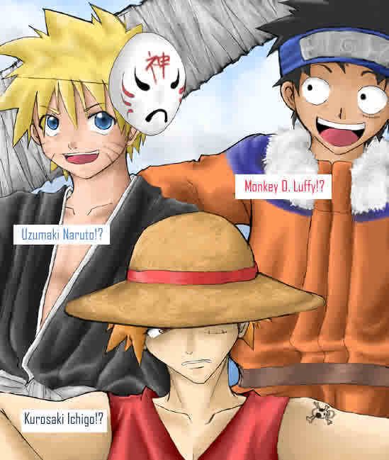 LOL Naruto as Ichigo Luffy as Naruto and Ichigo as Luffy Pictures, Images and Photos