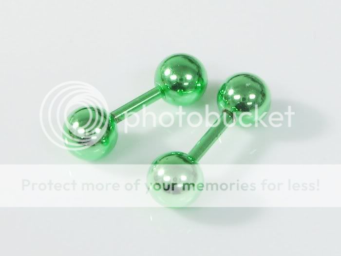 2pc 18g Steel Green Barbell Bead Belly Nose Rings 0ob  