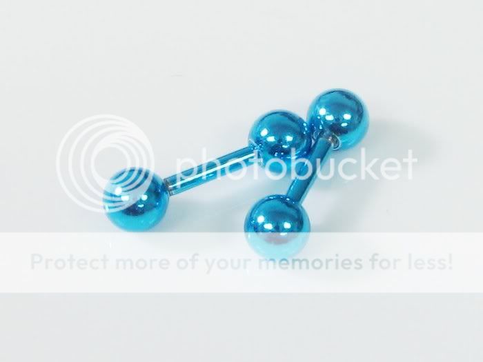 2pc 18g Steel Blue Barbell Nose Belly Ear Rings 0oi  