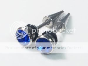 Stainless Steel Mens Post Stud Earring Blue Stone 0wy  