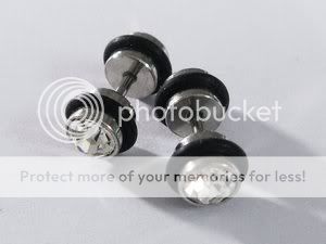 Stainless Steel Mens Barbell Earrings White Black 0JO  