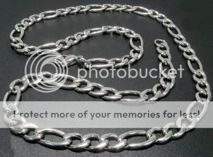 Stainless Steel Figaro Chain Mens Necklace 18 40 17q  