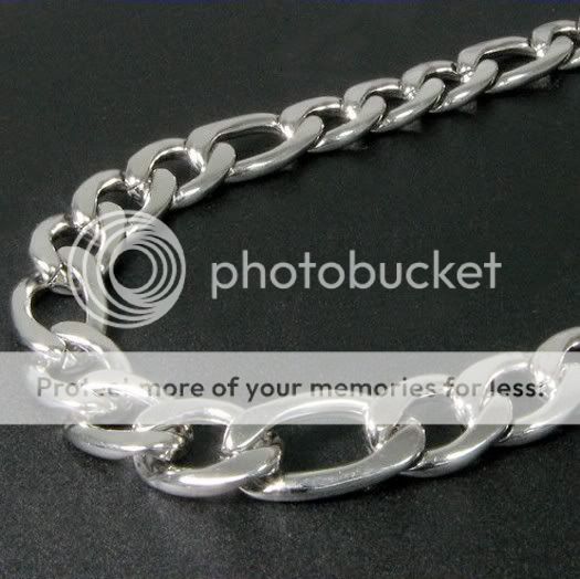 Stainless Steel Figaro Chain Mens Necklace 18 40 17q  