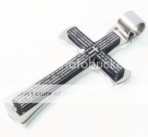 Stainless Steel Plain Black Silver Cross Pendant 1Fq  
