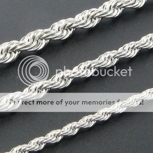 Stainless Steel Rope Chain Mens Necklace 20 28 1Cz  