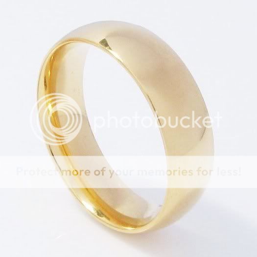 Stainless Steel Comfort Fit Gold Plated Band Ring 16k  